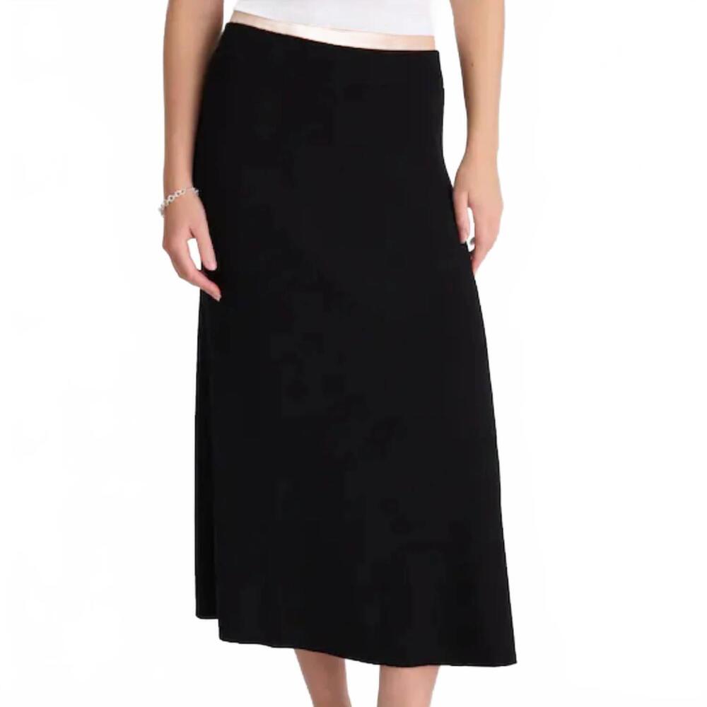 NEW MADEWELL women's 90s style merino wool blend maxi skirt in black